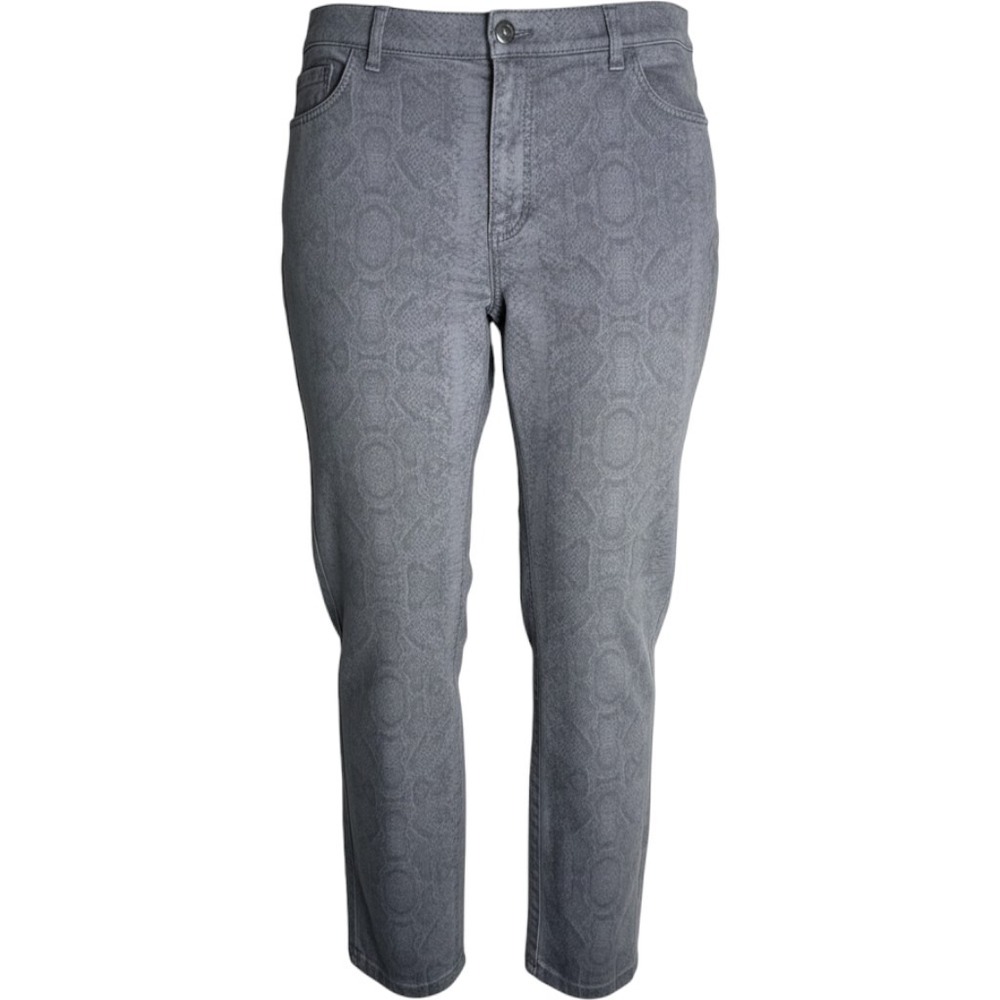 Lafayette 148 New York Gray Snakeskin Print Stanton Ankle Slim Pants Size 6
